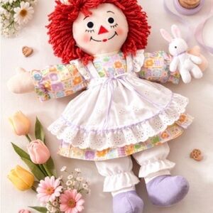 Vintage Raggedy Ann Doll with Bunny Limited Edition Pastel Applause NWT 2002